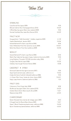 Customize French Wine List Menu