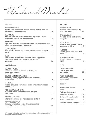Customize Outdoor Cafe Menu
