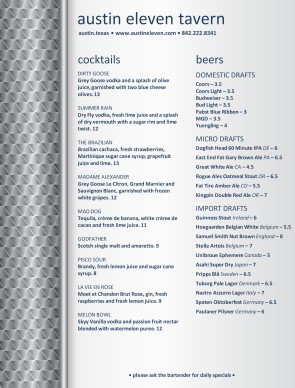Customize Classic Bar Menu