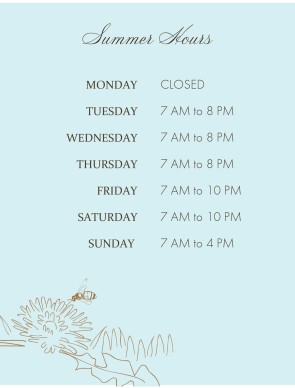 Customize Seasonal Hours Sign