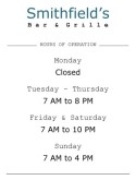 Restaurant Hours Sign