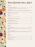 Dinner Specials Menu