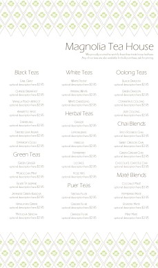 Customize Tea Drinks Menu