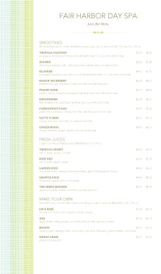 Customize Cafe Juice Menu