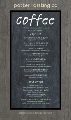 Customize American Coffee Menu