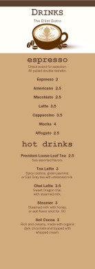 Customize Coffee Specials Menu