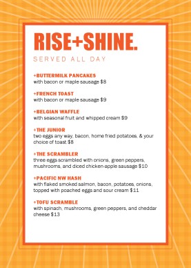 Customize Breakfast Table Tent Menu