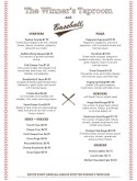 Sports Bar Baseball Menu