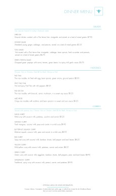 Customize Thai Dinner Menu Page