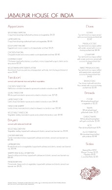 Customize Indian Cuisine Menu