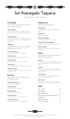 Customize Mexican Grill Menu