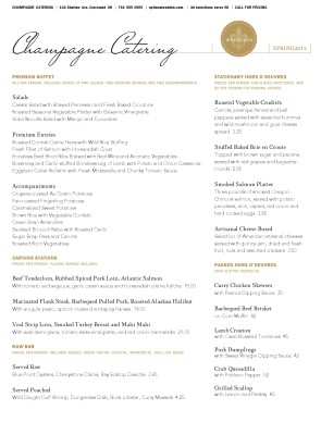 Customize Catered Wedding Reception Menu