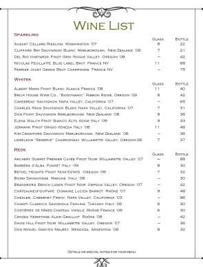 wine list template