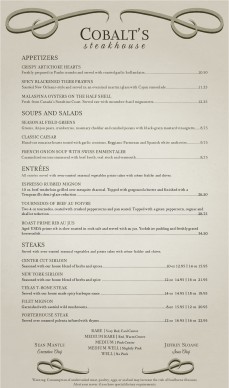 Customize Scroll Steakhouse Menu
