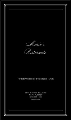 Customize Elegant Menu Long Cover
