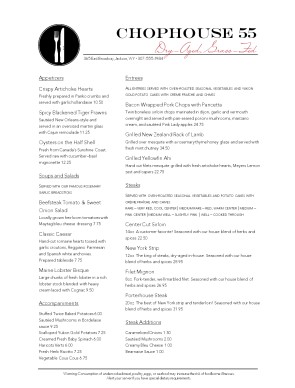 Customize Fine Dining Steakhouse Menu