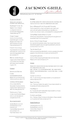Customize Fine Dining Steakhouse Long Menu