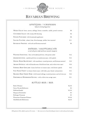 Customize German Cuisine Menu