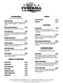 Sportsbar Football Menu