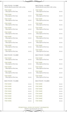Customize Star Cafe Menu Dining Long 