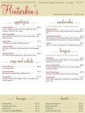 Family Style Dinner Menu