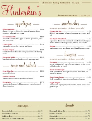 Customize Family Style Dinner Menu