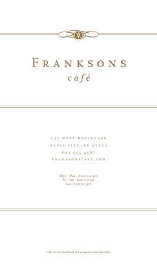 Customize Plaza Cafe Menu Cover Long