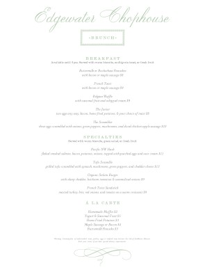 Customize Brunch Specials Menu