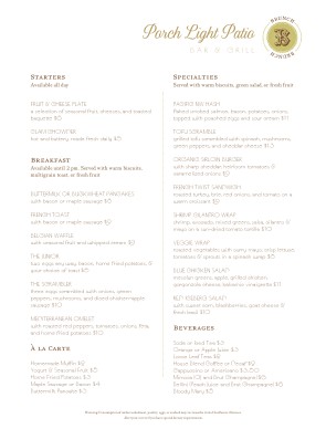 Customize Gourmet Brunch Menu