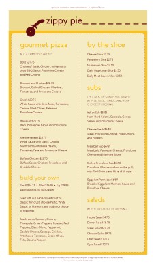 Customize American Pizza Menu
