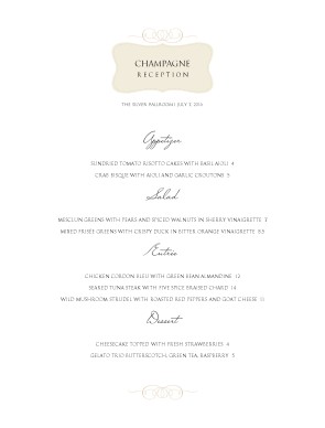 Customize Champagne Dinner Menu
