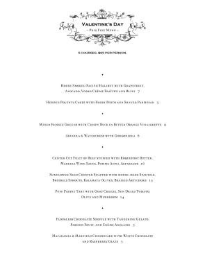 Customize Romantic Valentines Day Menu