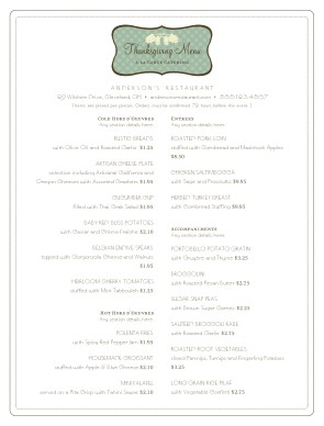 Customize Thanksgiving Catering Menu