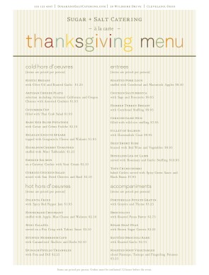 menu catering thanksgiving feast templates menus