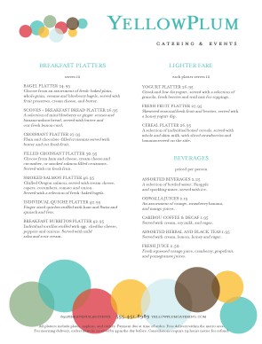 Customize Brunch Buffet Menu