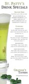 St. Patrick's Day Drinks Menu