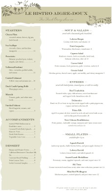 Customize French Bistro Long Menu
