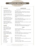 Sports Cafe Menu Page