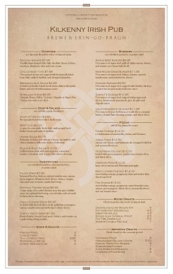 Customize Irish Tavern Large Menu