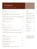 Menu for Japanese Restaurant