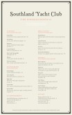 Yacht Club Tabloid Menu