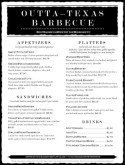 Menu for Barbeque Restaurant