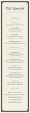 Yacht Club Specials Menu Long