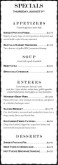 Menu for Barbeque Specials