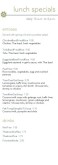 Pad Thai Specials Menu