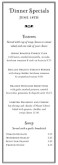 Club Supper Specials Menu