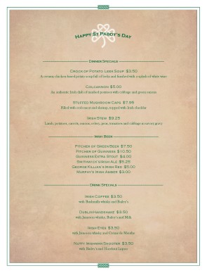 st patricks day menu columbus oh