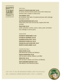 Happy St Patricks Day Menu