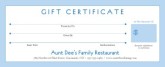 American Restaurant Gift Certificate