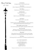 British Dinner Menu